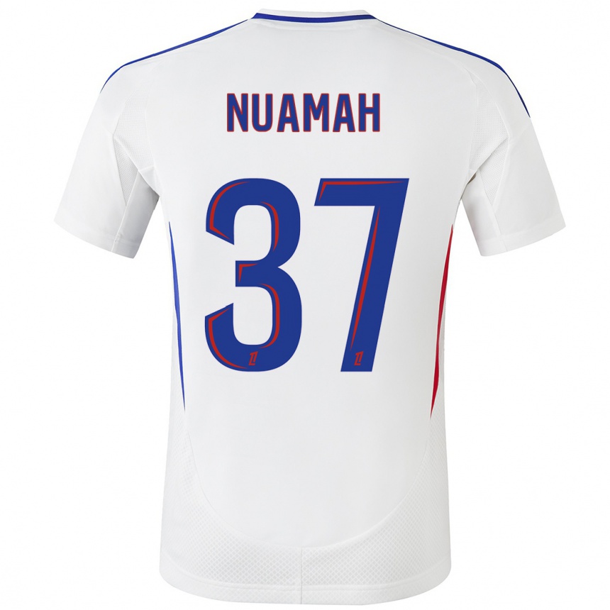 Damen Fußball Ernest Nuamah #37 Weiß Blau Heimtrikot Trikot 2024/25 T-Shirt Luxemburg