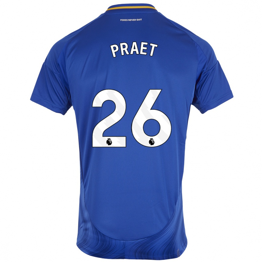 Damen Fußball Dennis Praet #26 Blau Weiß Heimtrikot Trikot 2024/25 T-Shirt Luxemburg