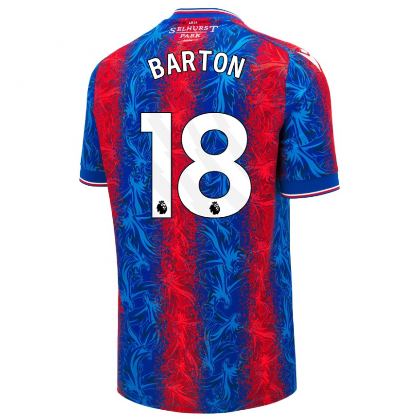 Damen Fußball Kirsty Barton #18 Rot Blauen Streifen Heimtrikot Trikot 2024/25 T-Shirt Luxemburg