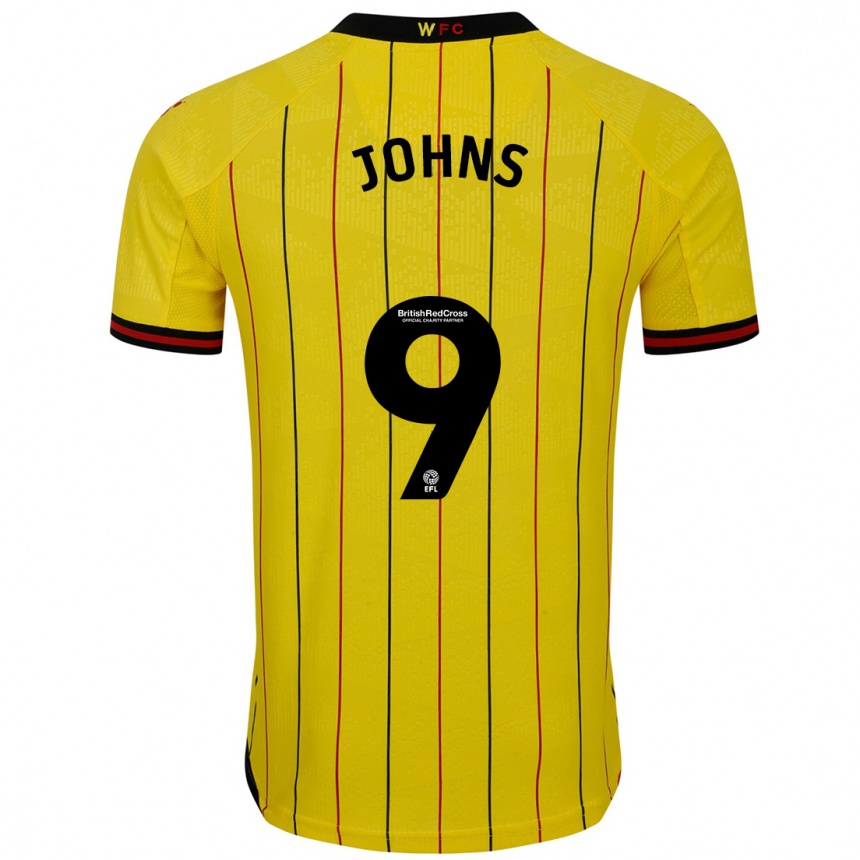 Damen Fußball Carly Johns #9 Gelb Schwarz Heimtrikot Trikot 2024/25 T-Shirt Luxemburg