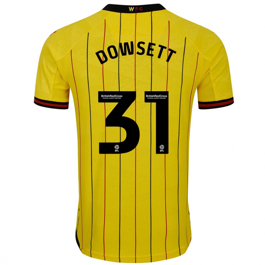 Damen Fußball Rebekah Dowsett #31 Gelb Schwarz Heimtrikot Trikot 2024/25 T-Shirt Luxemburg