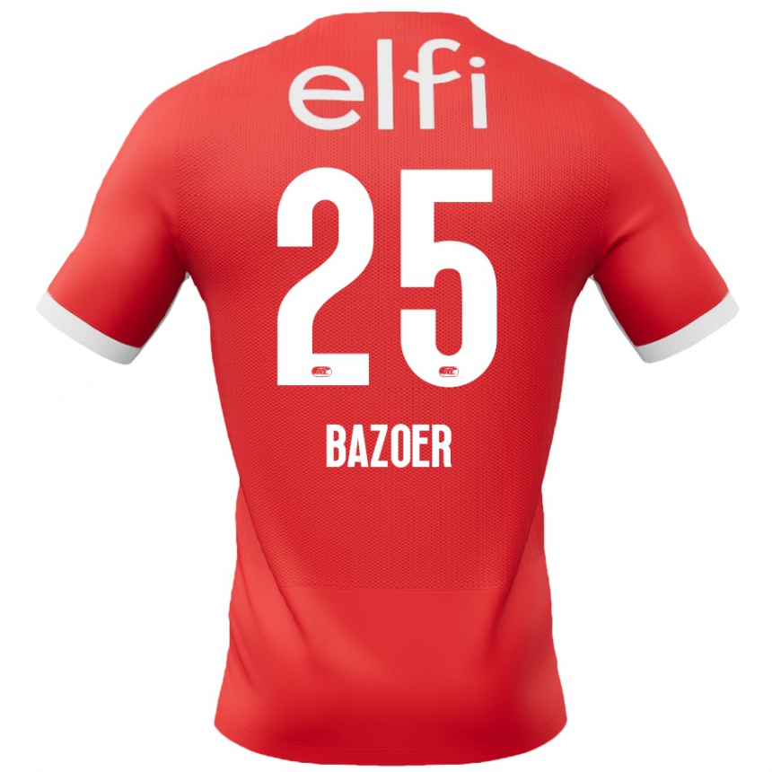 Damen Fußball Riechedly Bazoer #25 Rot Weiß Heimtrikot Trikot 2024/25 T-Shirt Luxemburg