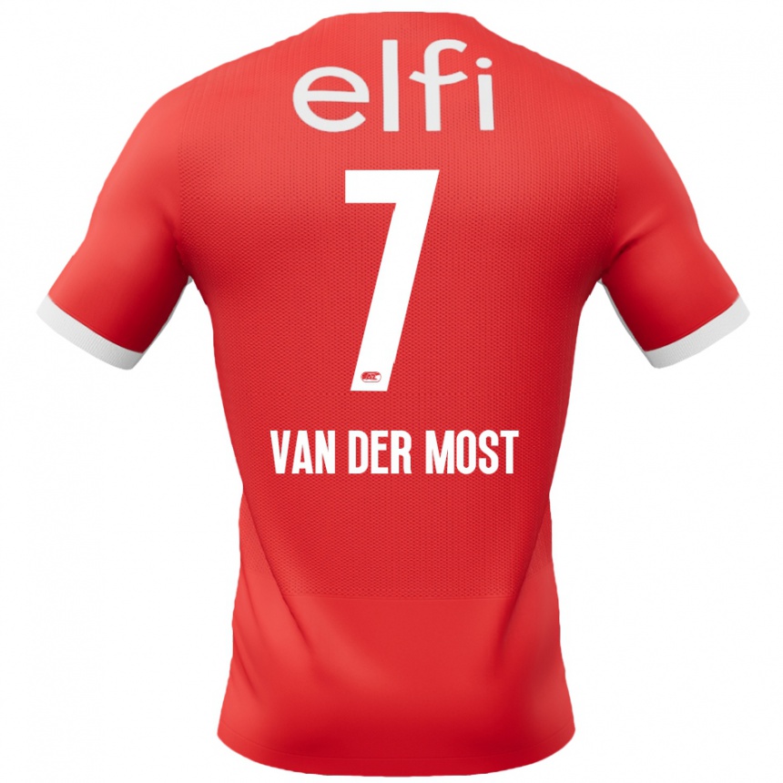 Damen Fußball Veerle Van Der Most #7 Rot Weiß Heimtrikot Trikot 2024/25 T-Shirt Luxemburg