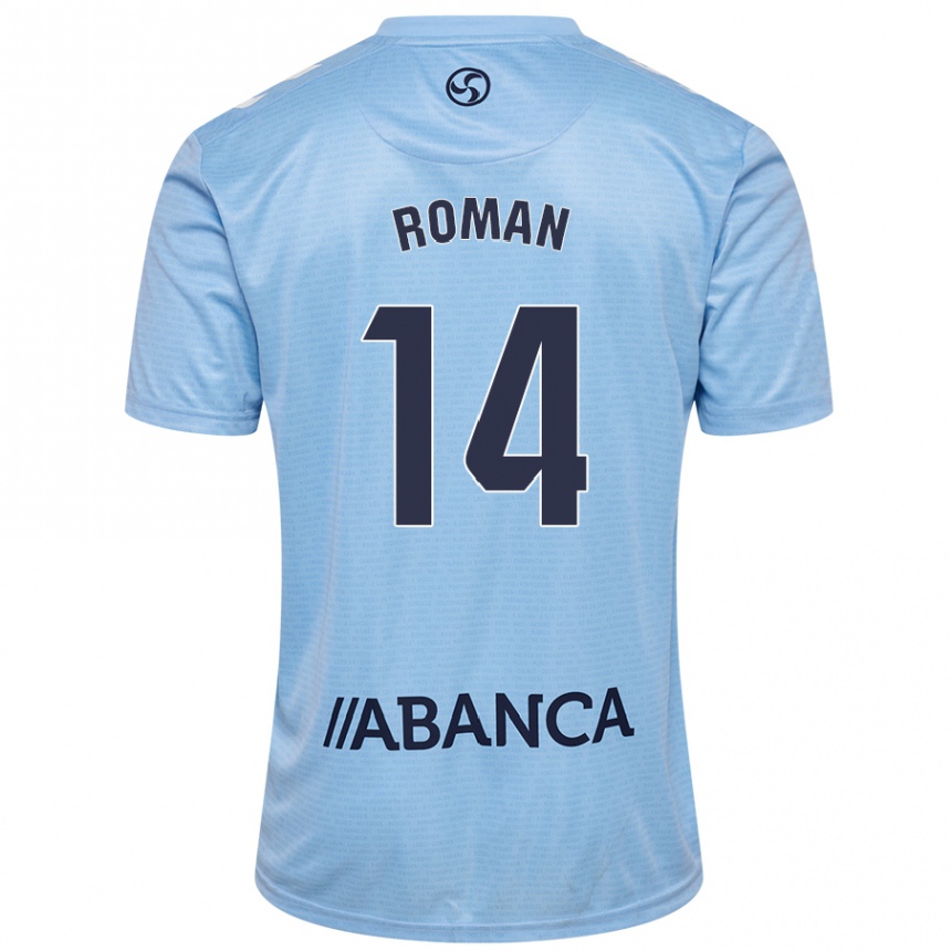 Damen Fußball Miguel Román #14 Himmelblau Heimtrikot Trikot 2024/25 T-Shirt Luxemburg