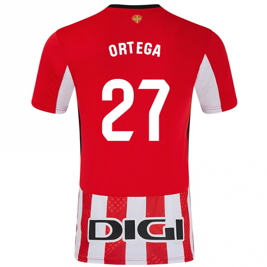 Damen Fußball Sara Ortega #27 Rot Weiß Heimtrikot Trikot 2024/25 T-Shirt Luxemburg