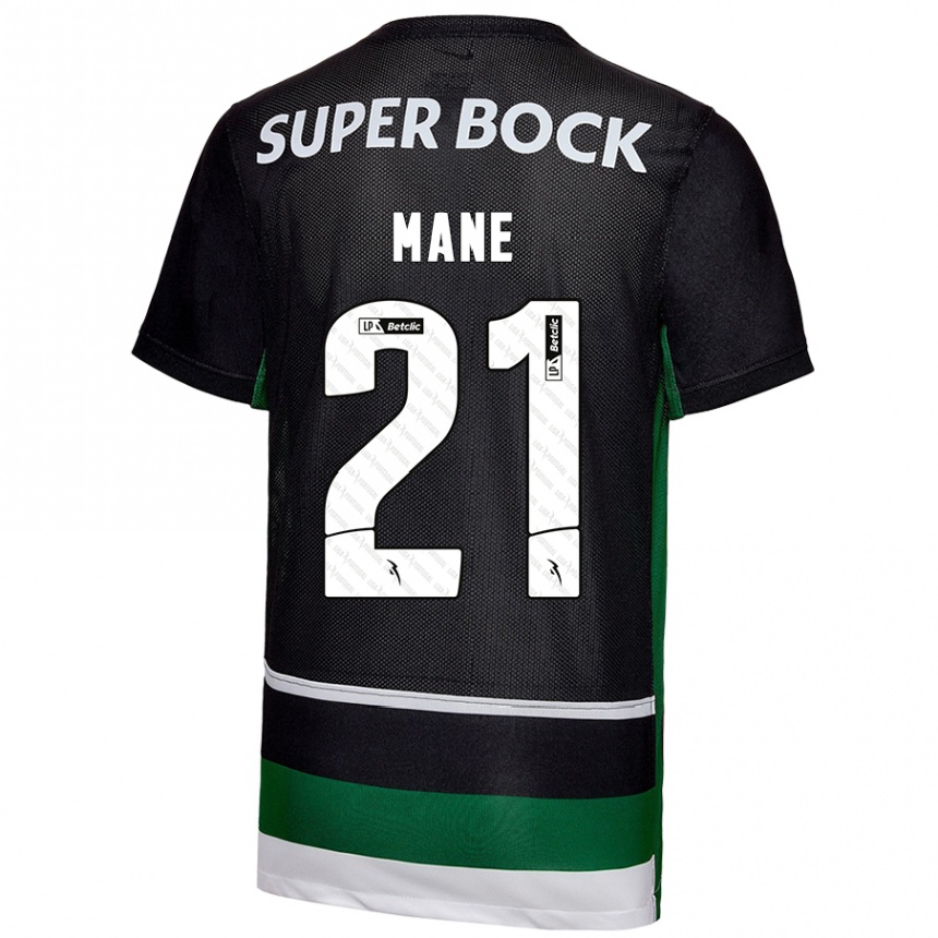 Damen Fußball Isnaba Mané #21 Schwarz Weiß Grün Heimtrikot Trikot 2024/25 T-Shirt Luxemburg