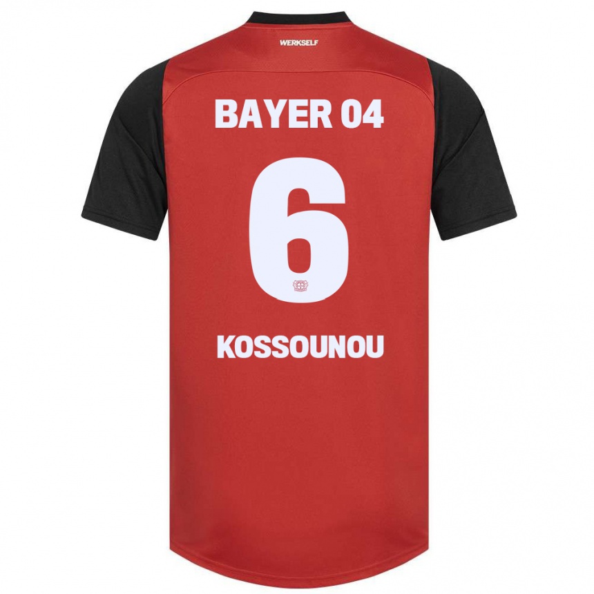 Damen Fußball Odilon Kossounou #6 Rot Schwarz Heimtrikot Trikot 2024/25 T-Shirt Luxemburg