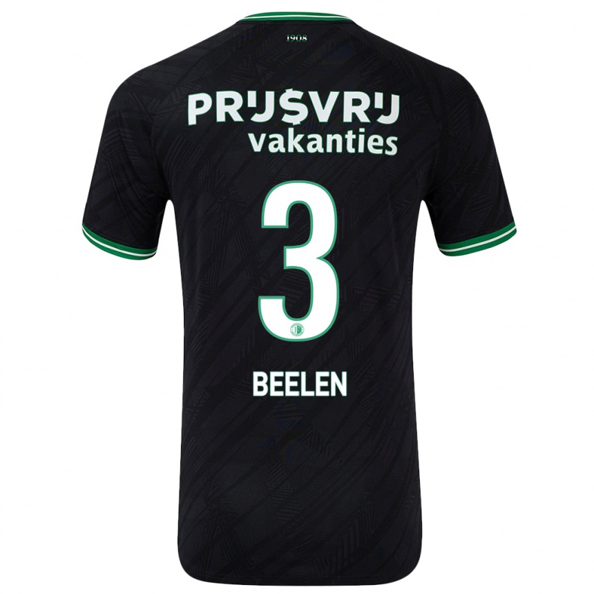 Damen Fußball Thomas Beelen #3 Schwarz Grün Auswärtstrikot Trikot 2024/25 T-Shirt Luxemburg