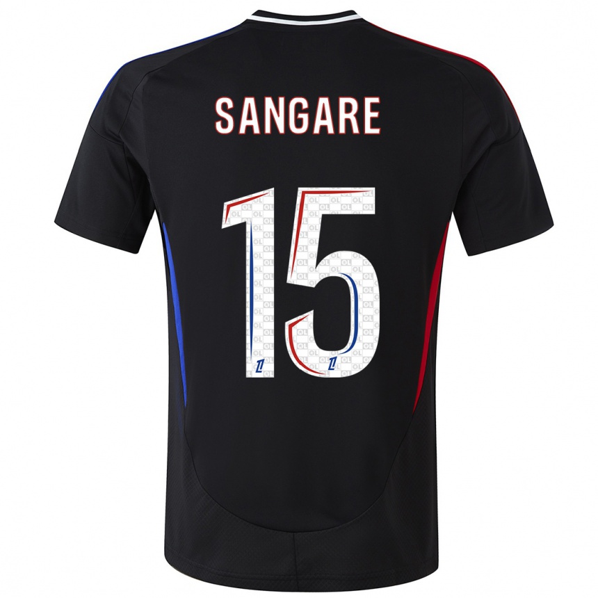 Damen Fußball Wassa Sangaré #15 Schwarz Auswärtstrikot Trikot 2024/25 T-Shirt Luxemburg