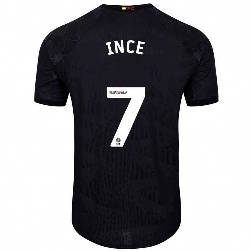 Damen Fußball Tom Ince #7 Schwarz Weiß Auswärtstrikot Trikot 2024/25 T-Shirt Luxemburg