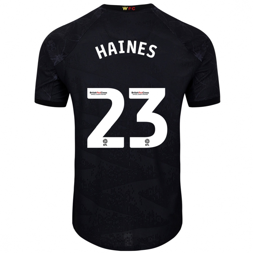 Damen Fußball Coral-Jade Haines #23 Schwarz Weiß Auswärtstrikot Trikot 2024/25 T-Shirt Luxemburg