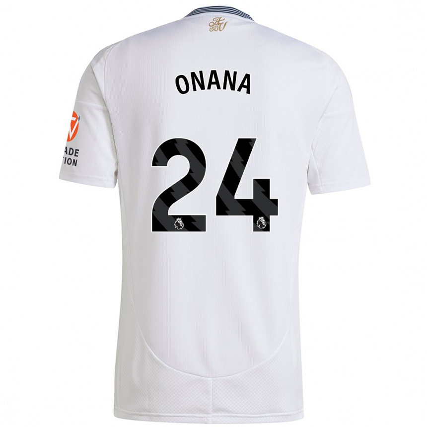 Damen Fußball Amadou Onana #24 Weiß Auswärtstrikot Trikot 2024/25 T-Shirt Luxemburg