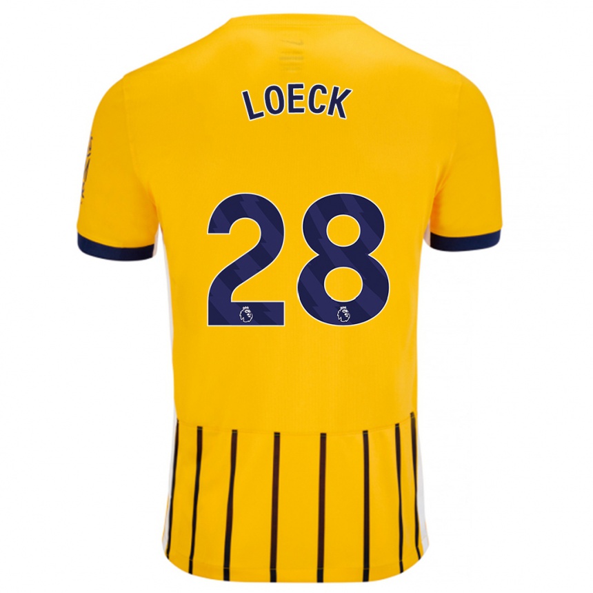 Damen Fußball Melina Loeck #28 Gold Blau Nadelstreifen Auswärtstrikot Trikot 2024/25 T-Shirt Luxemburg