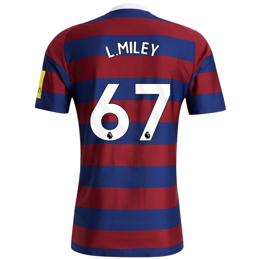 Damen Fußball Lewis Miley #67 Burgunderrot Marineblau Auswärtstrikot Trikot 2024/25 T-Shirt Luxemburg