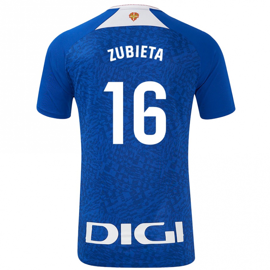 Damen Fußball Maite Zubieta Arambarri #16 Königsblau Auswärtstrikot Trikot 2024/25 T-Shirt Luxemburg