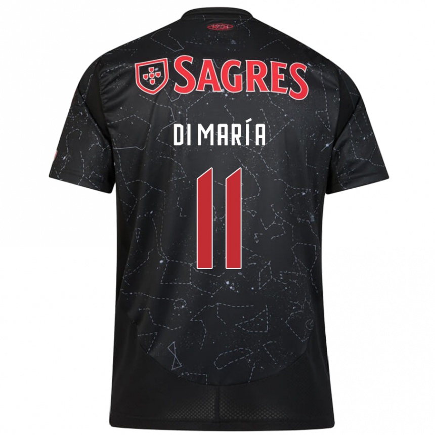 Damen Fußball Angel Di Maria #11 Schwarz Rot Auswärtstrikot Trikot 2024/25 T-Shirt Luxemburg