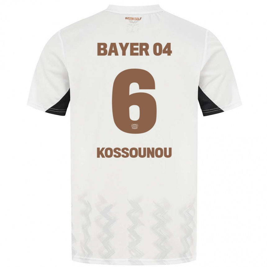 Damen Fußball Odilon Kossounou #6 Weiß Schwarz Auswärtstrikot Trikot 2024/25 T-Shirt Luxemburg