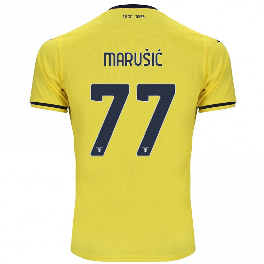 Damen Fußball Adam Marusic #77 Gelb Auswärtstrikot Trikot 2024/25 T-Shirt Luxemburg