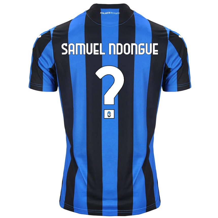 Kinder Fußball Frederick Samuel Ndongue #0 Blau Schwarz Heimtrikot Trikot 2024/25 T-Shirt Luxemburg