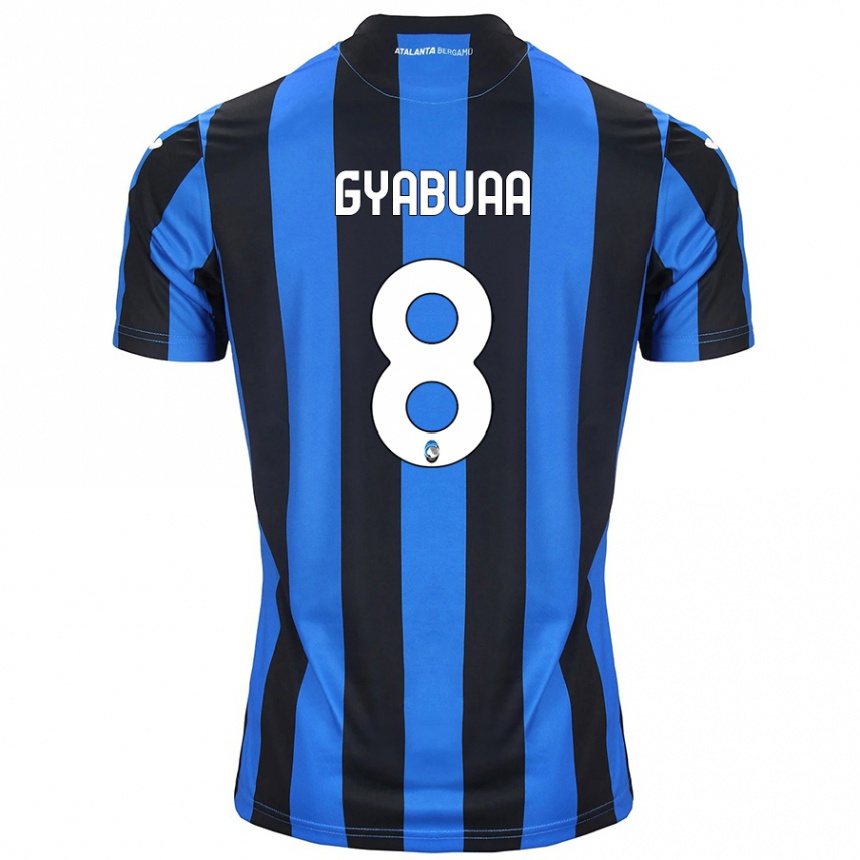 Kinder Fußball Emmanuel Gyabuaa #8 Blau Schwarz Heimtrikot Trikot 2024/25 T-Shirt Luxemburg