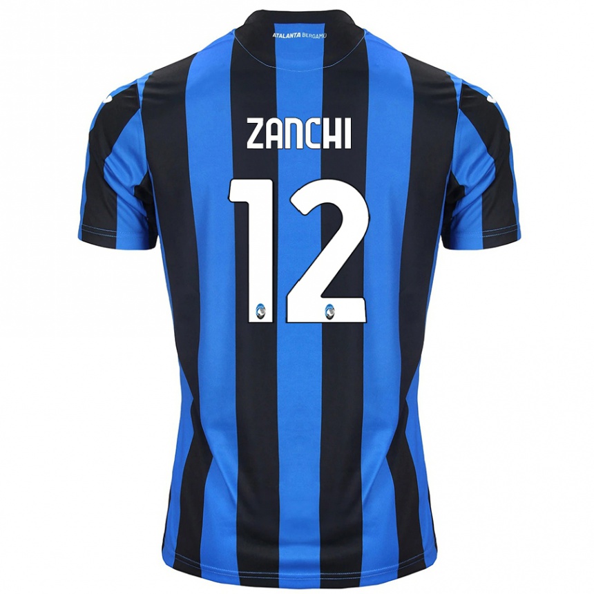 Kinder Fußball Edoardo Zanchi #12 Blau Schwarz Heimtrikot Trikot 2024/25 T-Shirt Luxemburg