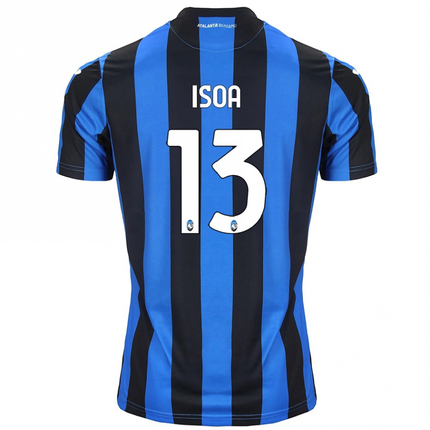 Kinder Fußball Isaac Isoa #13 Blau Schwarz Heimtrikot Trikot 2024/25 T-Shirt Luxemburg