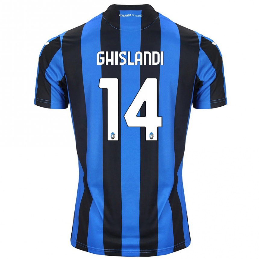 Kinder Fußball Davide Ghislandi #14 Blau Schwarz Heimtrikot Trikot 2024/25 T-Shirt Luxemburg