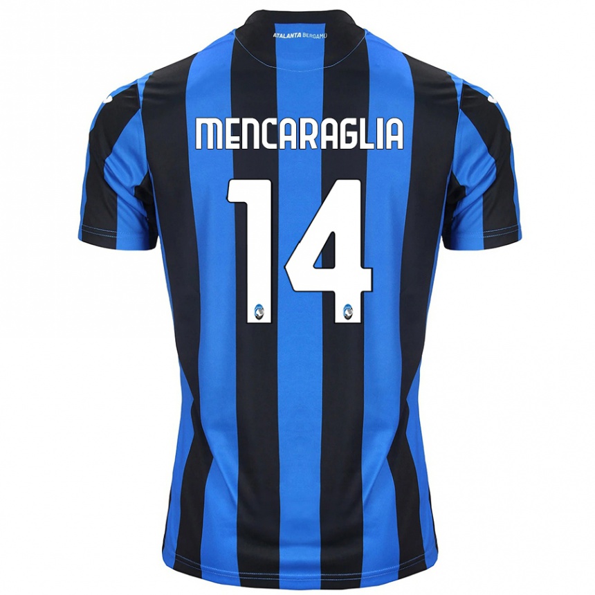 Kinder Fußball Filippo Mencaraglia #14 Blau Schwarz Heimtrikot Trikot 2024/25 T-Shirt Luxemburg