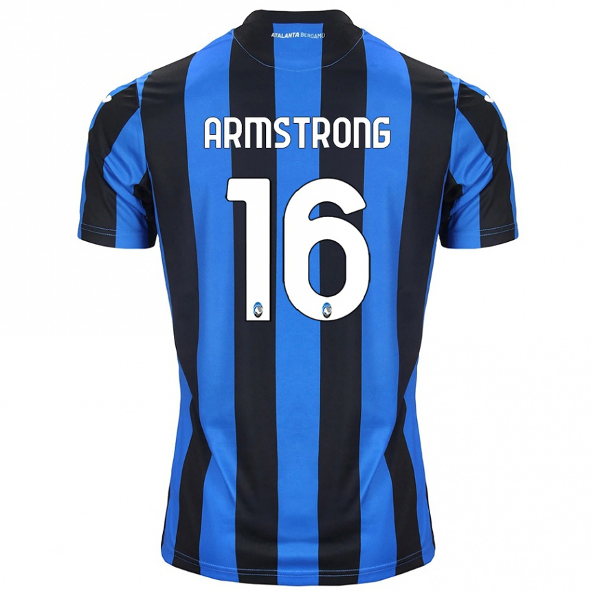 Kinder Fußball Daniel Armstrong #16 Blau Schwarz Heimtrikot Trikot 2024/25 T-Shirt Luxemburg