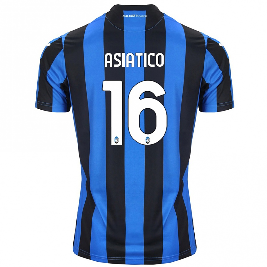 Kinder Fußball Pietro Asiatico #16 Blau Schwarz Heimtrikot Trikot 2024/25 T-Shirt Luxemburg