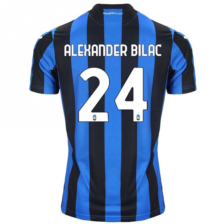 Kinder Fußball Max Alexander Bilac #24 Blau Schwarz Heimtrikot Trikot 2024/25 T-Shirt Luxemburg