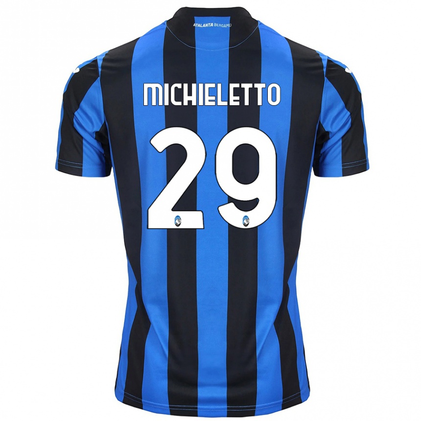 Kinder Fußball Andrea Michieletto #29 Blau Schwarz Heimtrikot Trikot 2024/25 T-Shirt Luxemburg