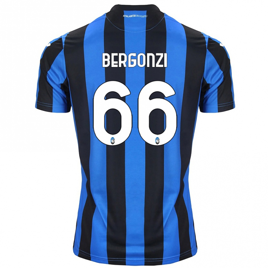 Kinder Fußball Federico Bergonzi #66 Blau Schwarz Heimtrikot Trikot 2024/25 T-Shirt Luxemburg