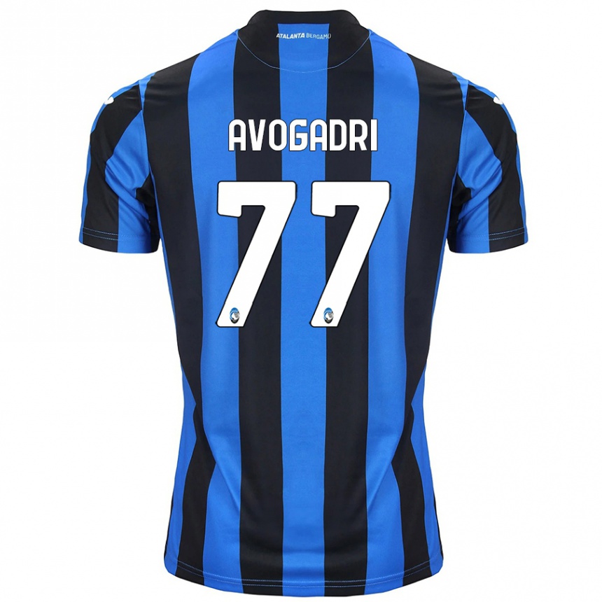 Kinder Fußball Lorenzo Avogadri #77 Blau Schwarz Heimtrikot Trikot 2024/25 T-Shirt Luxemburg