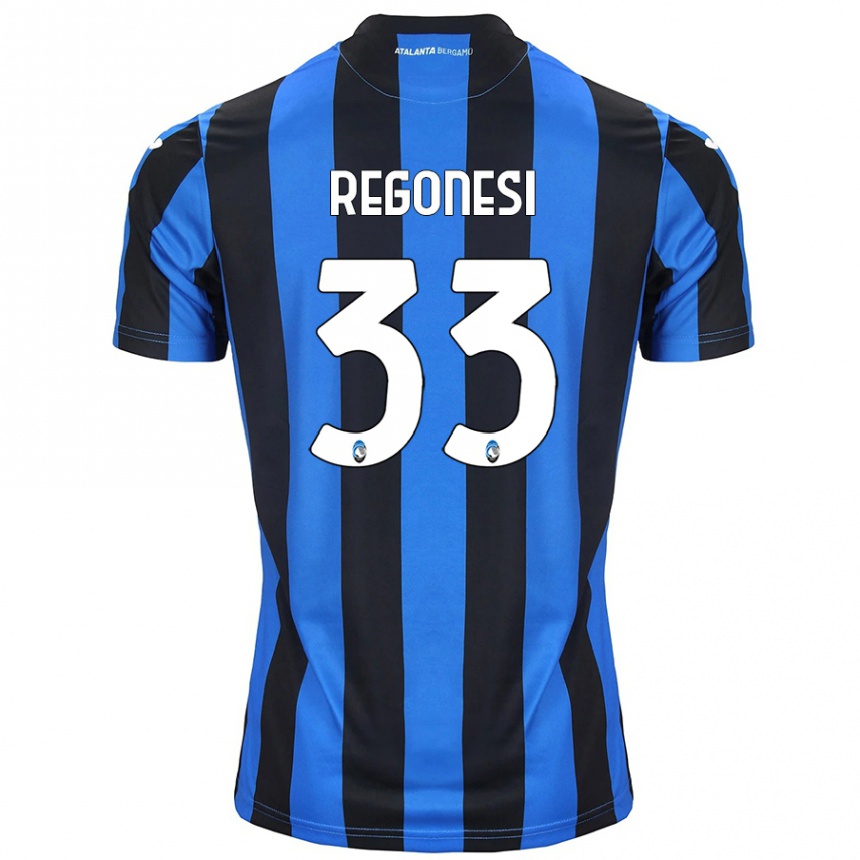 Kinder Fußball Iacopo Regonesi #33 Blau Schwarz Heimtrikot Trikot 2024/25 T-Shirt Luxemburg