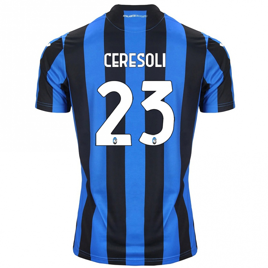 Kinder Fußball Andrea Ceresoli #23 Blau Schwarz Heimtrikot Trikot 2024/25 T-Shirt Luxemburg