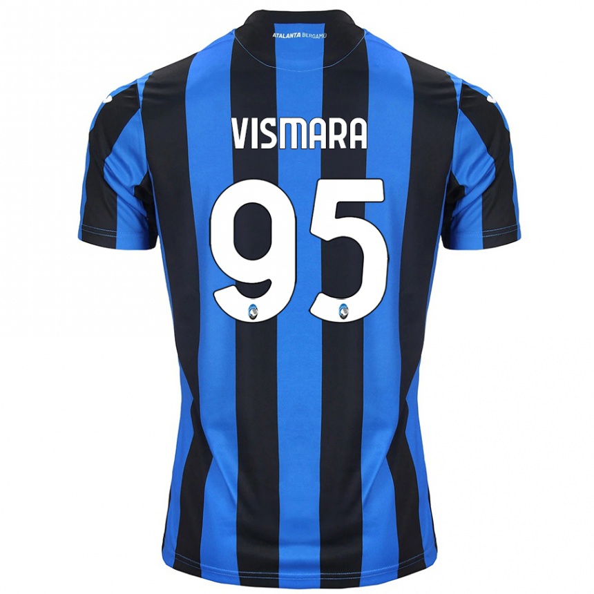 Kinder Fußball Paolo Vismara #95 Blau Schwarz Heimtrikot Trikot 2024/25 T-Shirt Luxemburg