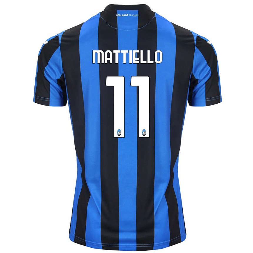 Kinder Fußball Federico Mattiello #11 Blau Schwarz Heimtrikot Trikot 2024/25 T-Shirt Luxemburg