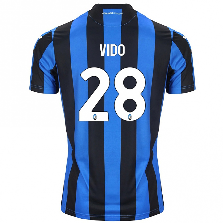 Kinder Fußball Luca Vido #28 Blau Schwarz Heimtrikot Trikot 2024/25 T-Shirt Luxemburg