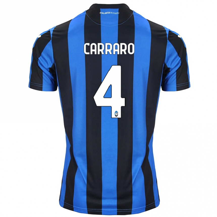 Kinder Fußball Marco Carraro #4 Blau Schwarz Heimtrikot Trikot 2024/25 T-Shirt Luxemburg