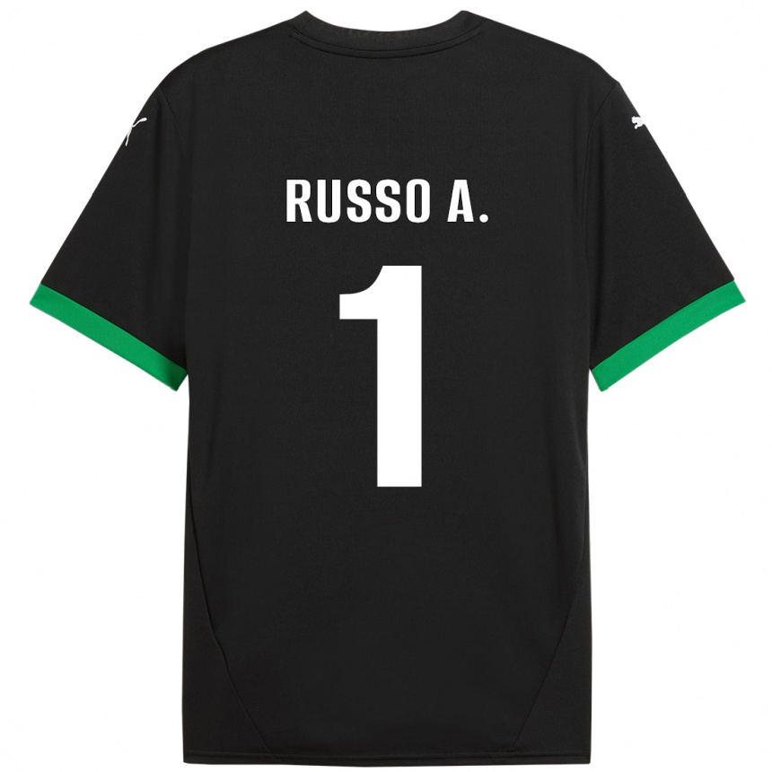 Kinder Fußball Alessandro Russo #1 Schwarz Dunkelgrün Heimtrikot Trikot 2024/25 T-Shirt Luxemburg