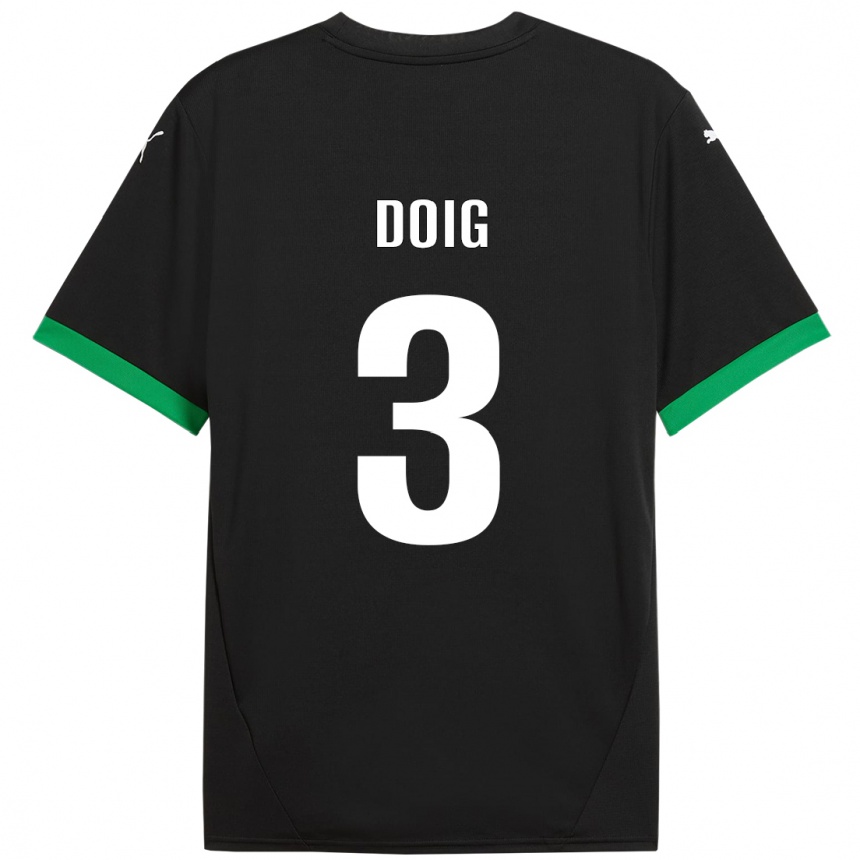 Kinder Fußball Josh Doig #3 Schwarz Dunkelgrün Heimtrikot Trikot 2024/25 T-Shirt Luxemburg