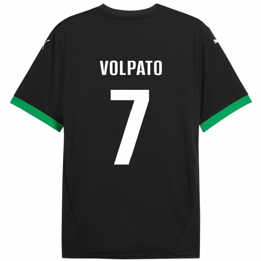 Kinder Fußball Cristian Volpato #7 Schwarz Dunkelgrün Heimtrikot Trikot 2024/25 T-Shirt Luxemburg