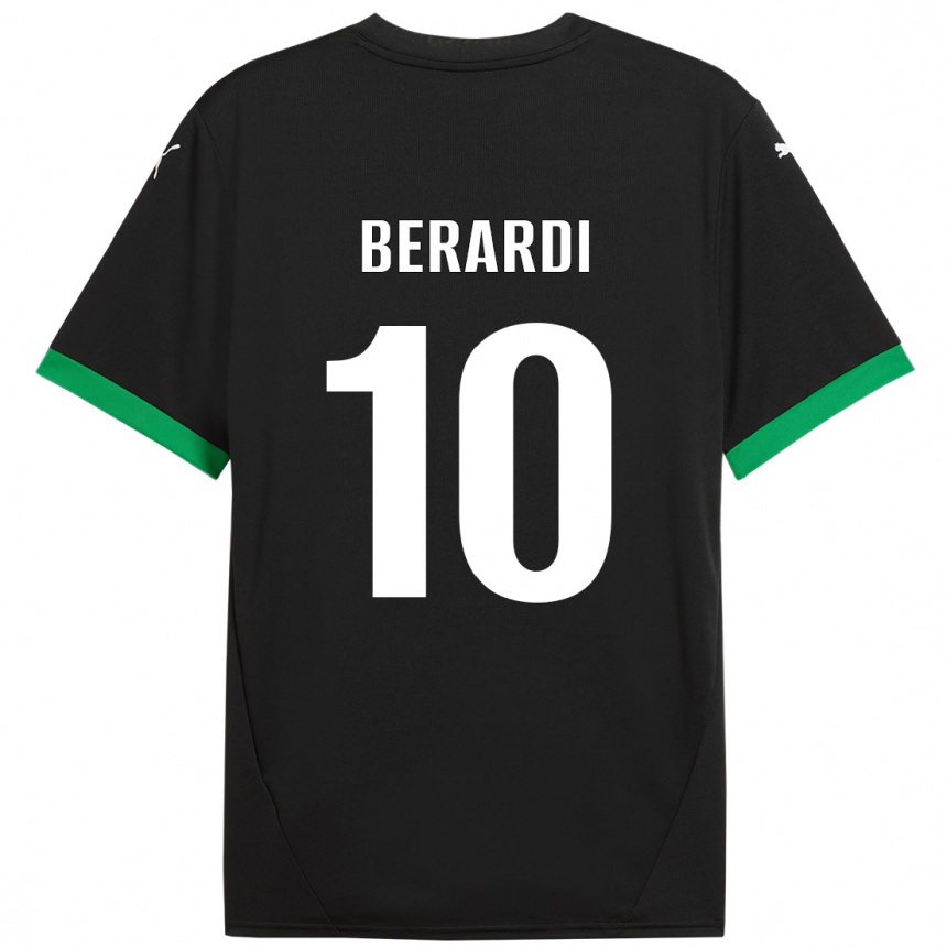 Kinder Fußball Domenico Berardi #10 Schwarz Dunkelgrün Heimtrikot Trikot 2024/25 T-Shirt Luxemburg