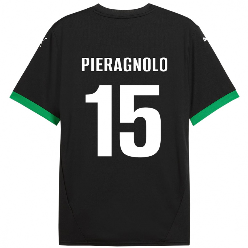 Kinder Fußball Edoardo Pieragnolo #15 Schwarz Dunkelgrün Heimtrikot Trikot 2024/25 T-Shirt Luxemburg