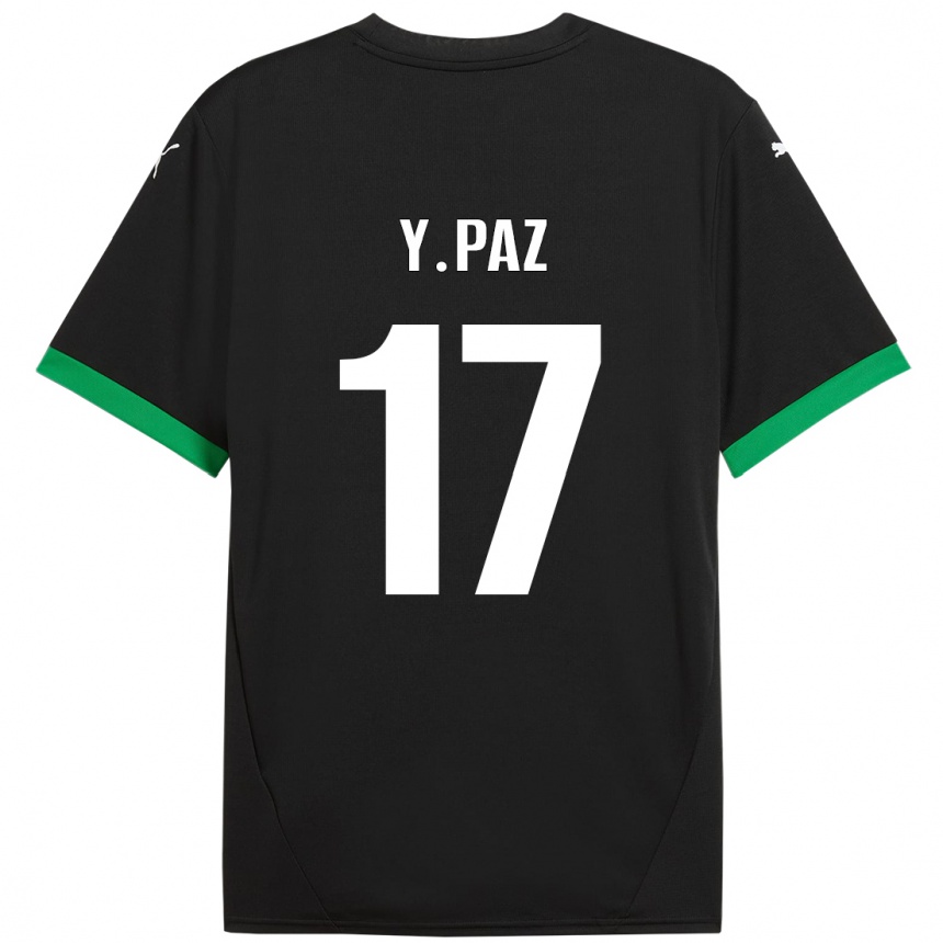 Kinder Fußball Yeferson Paz #17 Schwarz Dunkelgrün Heimtrikot Trikot 2024/25 T-Shirt Luxemburg