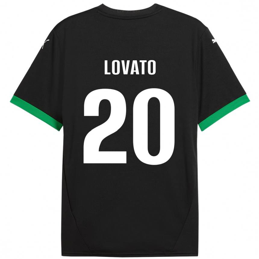 Kinder Fußball Matteo Lovato #20 Schwarz Dunkelgrün Heimtrikot Trikot 2024/25 T-Shirt Luxemburg