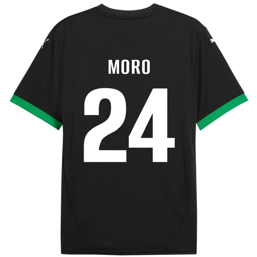 Kinder Fußball Luca Moro #24 Schwarz Dunkelgrün Heimtrikot Trikot 2024/25 T-Shirt Luxemburg