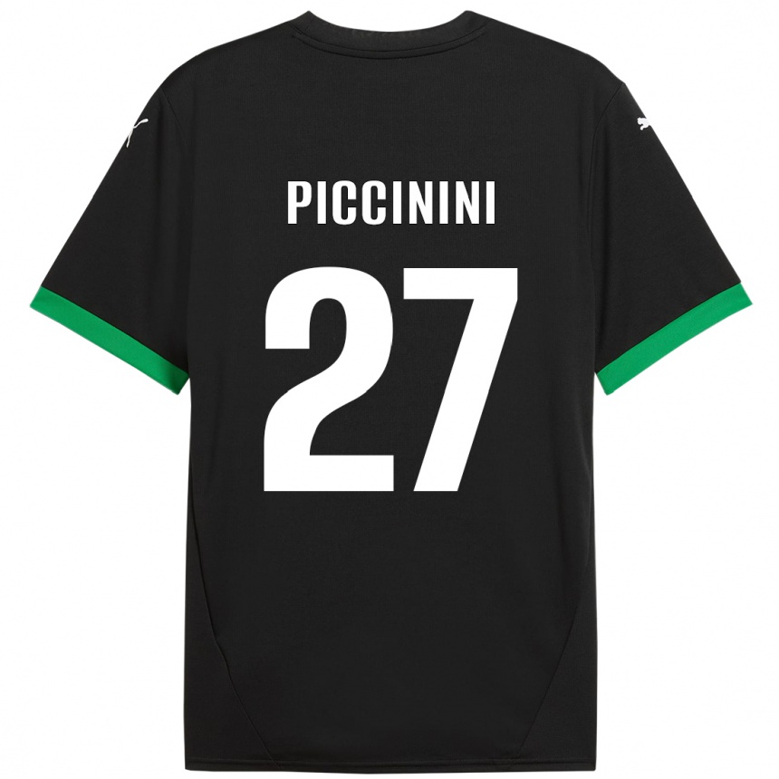 Kinder Fußball Stefano Piccinini #27 Schwarz Dunkelgrün Heimtrikot Trikot 2024/25 T-Shirt Luxemburg