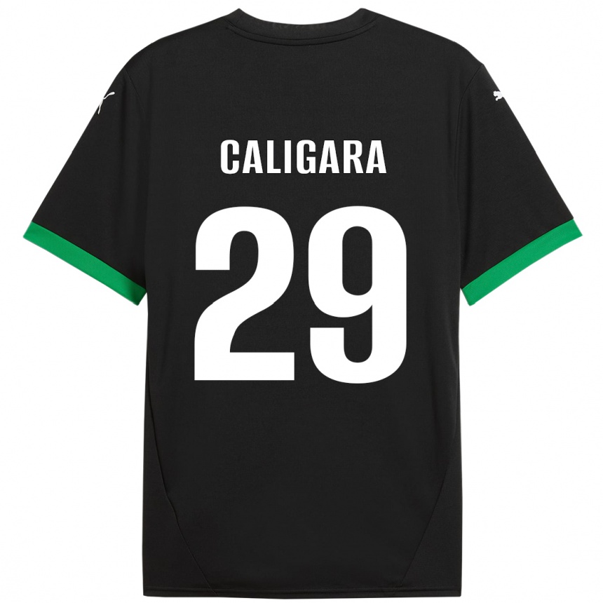 Kinder Fußball Fabrizio Caligara #29 Schwarz Dunkelgrün Heimtrikot Trikot 2024/25 T-Shirt Luxemburg